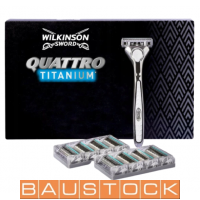 Wilkinson Sword Quattro Titanium Sensitive Razor Blades, replaceable shaving razors 8 pc. + shaver, 7005099T